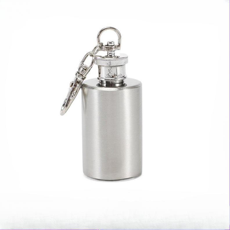 1 szt. Przenośny Mały Bukłak na Wino, Bukłak na Wino ze Stali Nierdzewnej, Prezent Biznesowy 1 uncja Butelka na Białe Wino z Breloczkiem