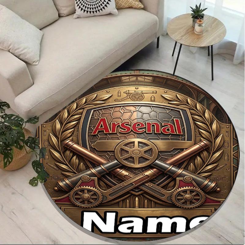 Custom Name Personalized Arsenal F.C Print Round Rug, Versatile Home Decor Carpet, for Playroom, Apartment, Balcony, Entryway, Hallway Gift