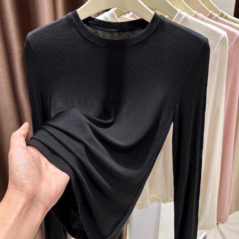 

Женская розовая футболка с круглым вырезом и длинными рукавами из модала - Распродажа весны 2024 года L (50-57.5 kg)