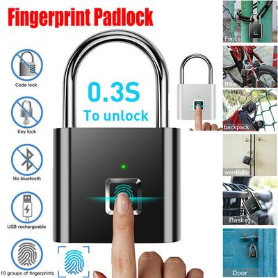 Smart Fingerprint Identification Lock,One Key To Open The Fingerprint Lock,USB Rechargeable,Suitable For School Lockers,Luggage