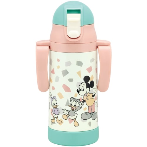 Skater (STWM3N-A) Double-Handled Stainless Steel Water Bottle with Straw, Baby Mug, Disney Mickey Mouse and Friends Retro Design, 350ml