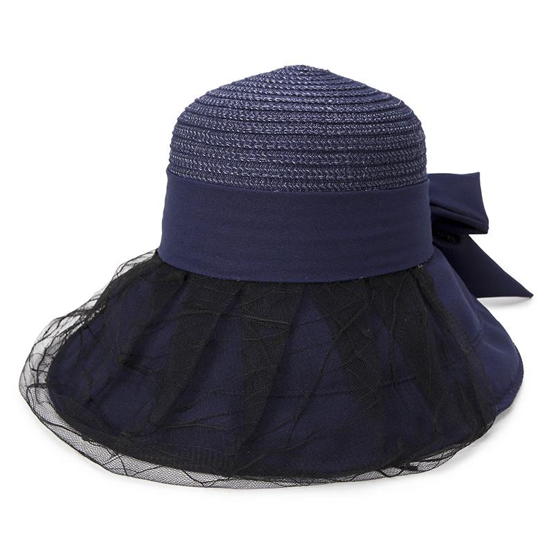 

ZHENYUEQI Women s Blue Lace Mesh Sun Hat