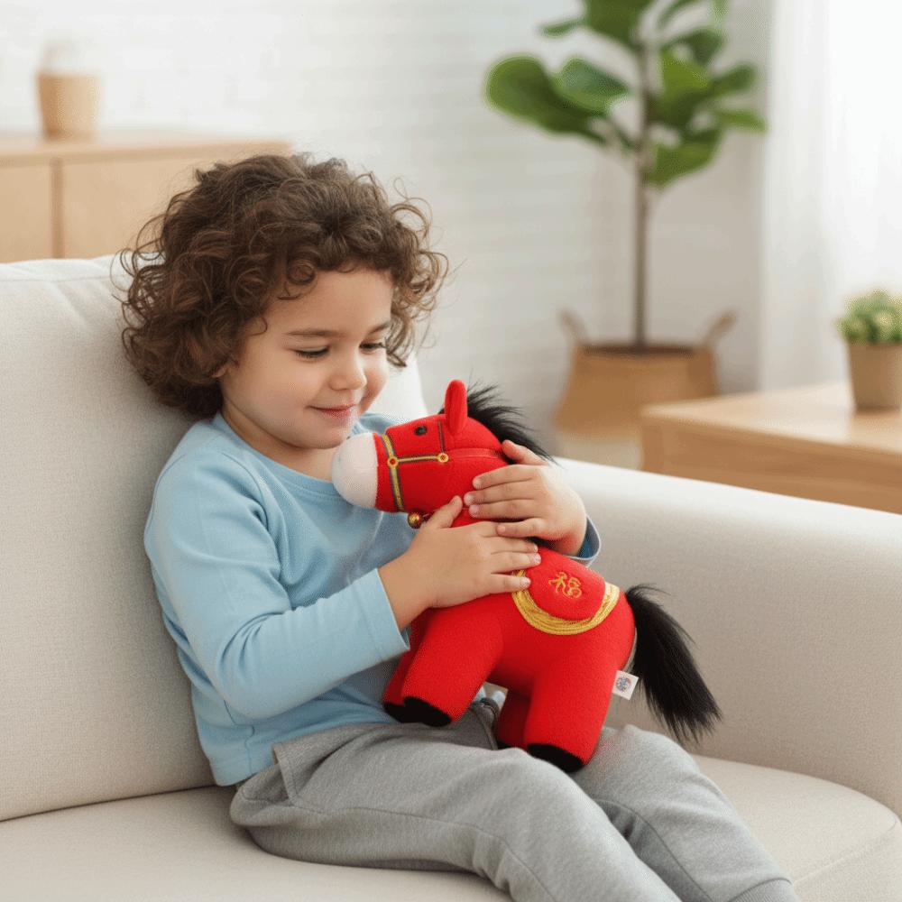 Kawaii Plush Horse Doll Chinese Style Zodiac Pony Figurine Cute Cartoon Steed Doll  Home Decoration