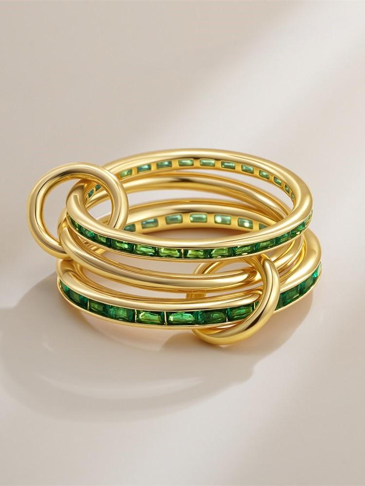 Luxury Gold Plated Cubic Zirconia Multilayer Rings Set for Women Mixed Color Stackable Finger Jewelry
