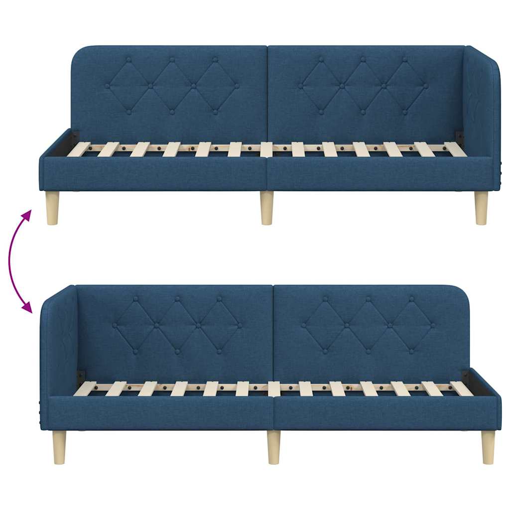Corner Bed Frame Blue 80 X 200 Cm Fabric