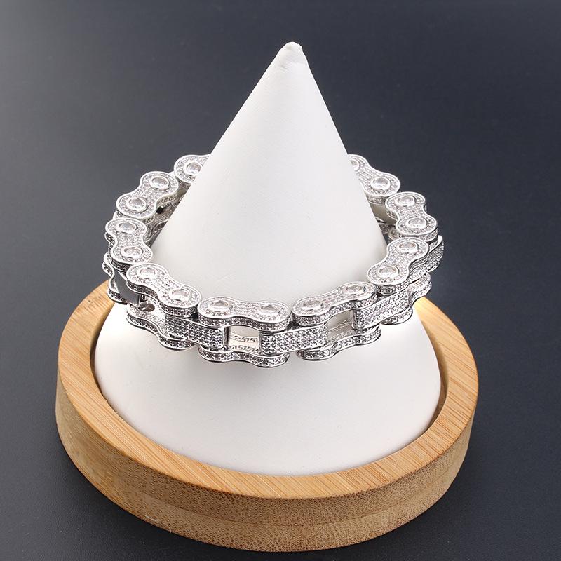 Produs Nou cu Personalitate și Temperament Exagerate, Lanț Mare cu Diamante Complete, Brățară Hip-hop, Lanț Creativ de Motocicletă