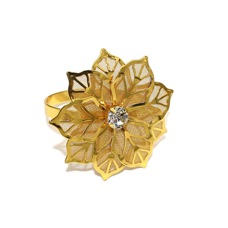 

1 шт. Отель Свадебная вечеринка Рождество Золотой Металлический Сетка Цветок Держатель для салфеток Пряжка Кольцо для салфеток Салфетка для рта Западный Декор обеденного стола золотой