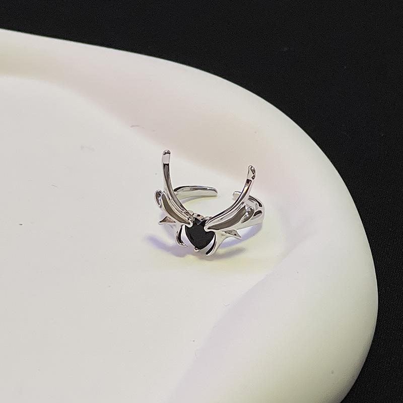 

Dark Bat Zircon Personality Ring Cool Trendy Female Niche Design Cold Wind Light Luxury High Sense Index Finger Ring Adjustable opening