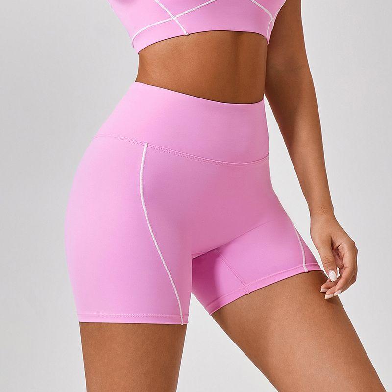 Export Fashion Contrast Color Summer High Waist Tight Nude Feel No Embarrassment Line Yoga Pants Women's Peach Hip Raise Three-Point Fitness Pants