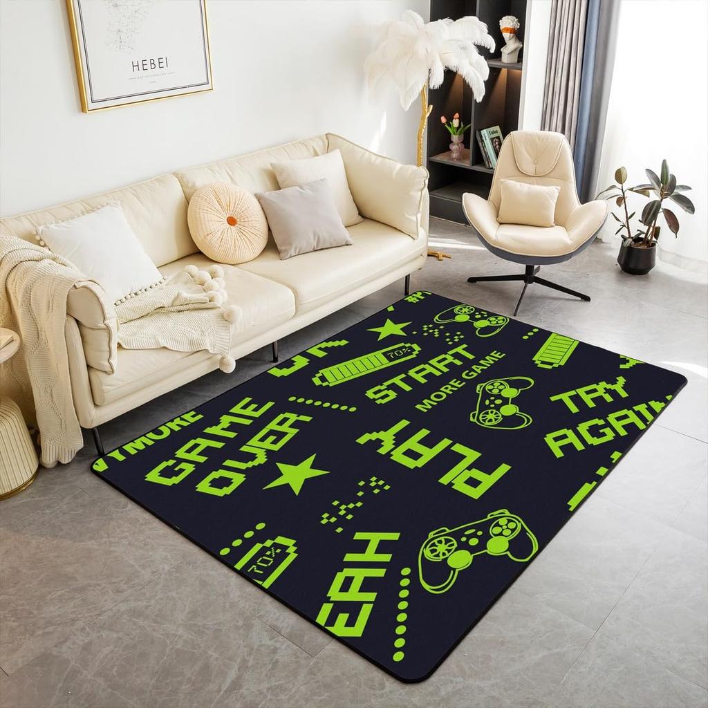 Erosebridal Cartoon Axolotl Area Rug 5x7 for Kids Boys Girls Bedside, Kawaii Axolotl Indoor Floor Mat Non Slip, Cute Reptiles Fish Sea Weed