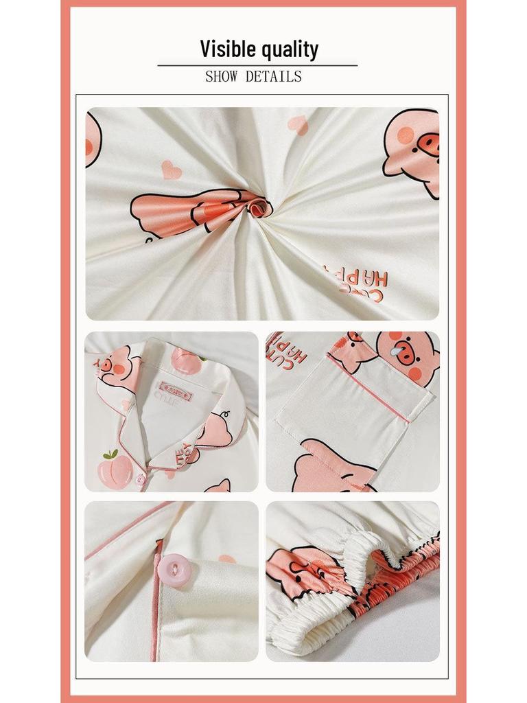 Pastoral Women's Pajama Set: Soft, Cute Rabbit Design, Short-Sleeve, Casual Three-Piece Loungewear.