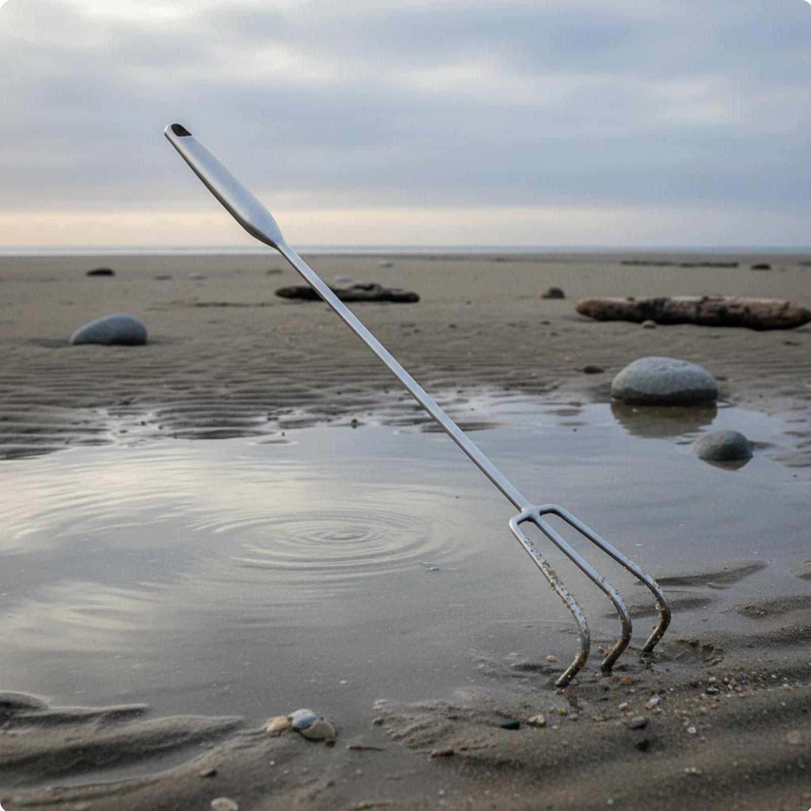 Long Handle Stainless Steel Rake Rust Resistant Heavy Duty Clamming Garden Tool for Farmers,
