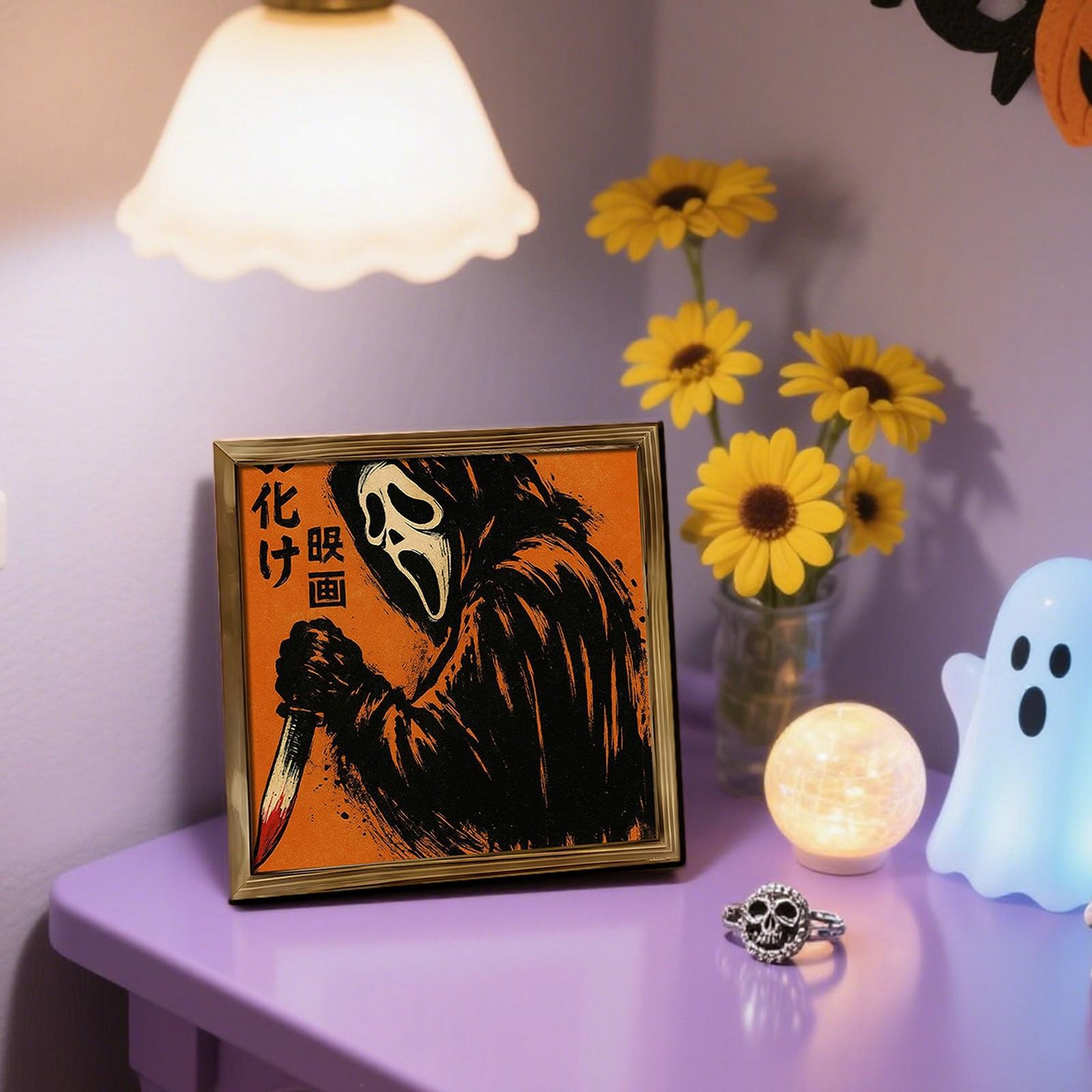 

Halloween Photo Frame Decorative Painting, Scary Skeleton Man Festival Costume Wooden Decorative Painting One Size