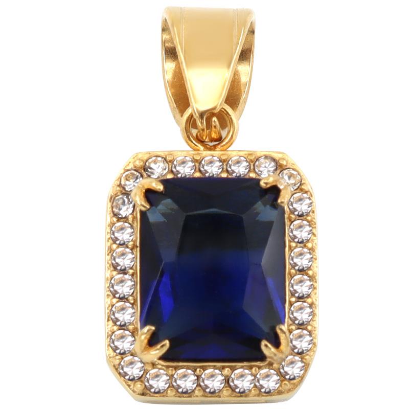 Customize Various Shapes Gemstone Necklace Pendant Stainless Steel 18K Gold Plating Opal Square Fashion  Pendant