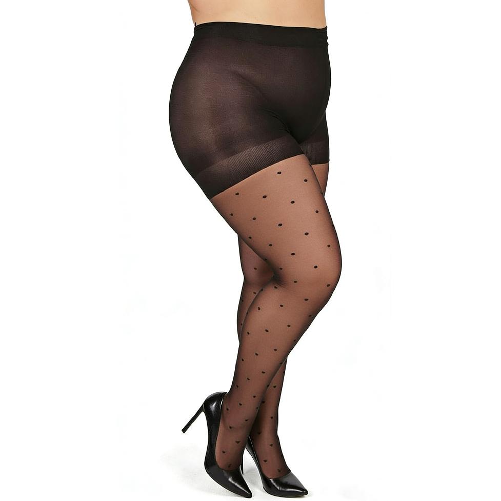

Plus-size polka dot pantyhose, anti-snag tights, pure desire white stockings, red heart pattern, black stockings for plus-size women MM Women s Average Size