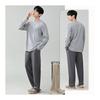 [Akihee] Men's Pajamas, 100% Cotton, Long Sleeve, Cotton, Spring, Summer, Autumn, Top and Bottom Set, Room Wear, Cute, Sweat Absorbent, Breathable,