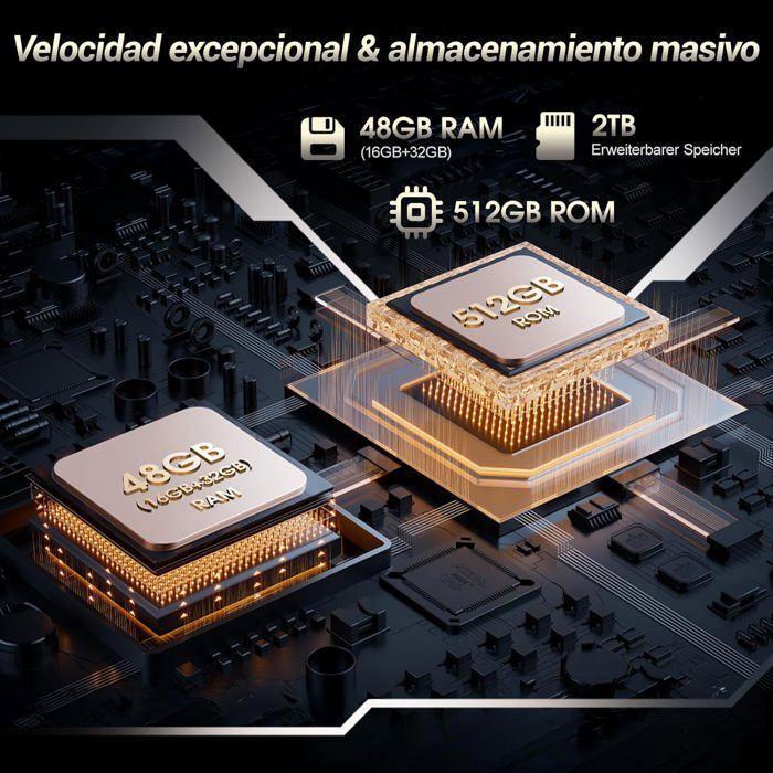 OUKITEL WP55 Pro Smartphone Incassable 5G 512Go 108MP 11000mAh 120Hz 6.6" FHD+ 2.4K Téléphone Incassable Dual SIM/NFC/IP68 Orange