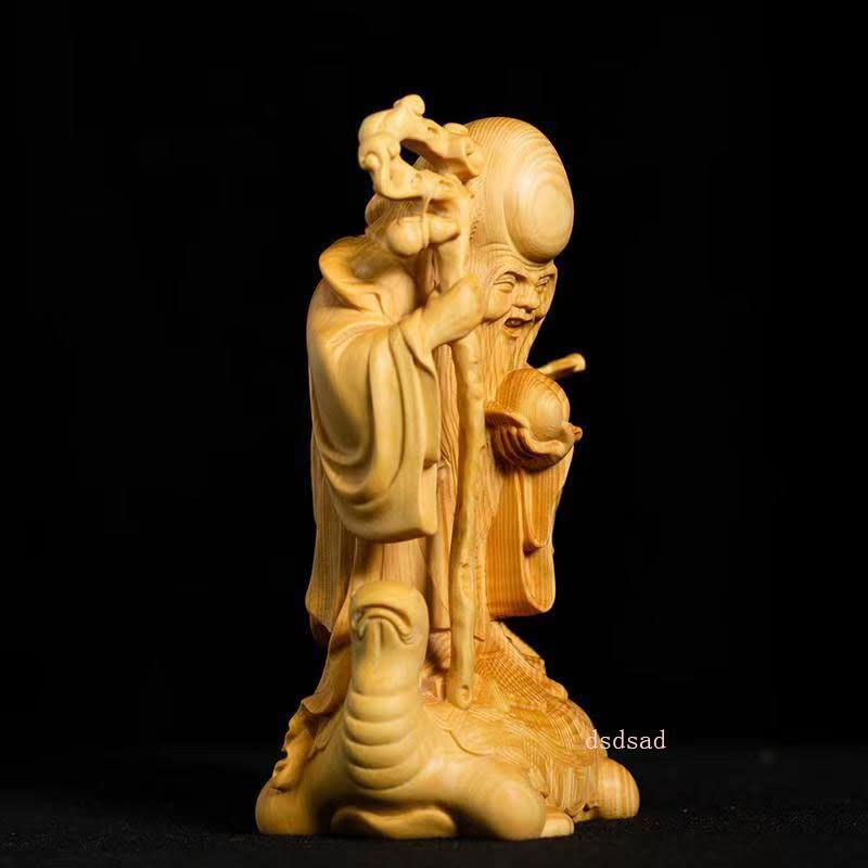 Carved Wooden Buddha Good Seven Lucky Fukurokuju Wooden Buddha Statue 12cm X Width Carved Buddha Wooden Carved Buddha Buddha Statue Large Leaf Statue,