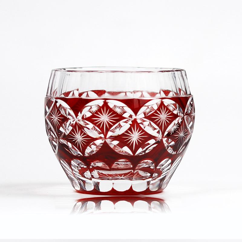Handgemaakte Japanse Edo Kiriko Sake Glazen Blauw Zwart S Cup Handgesneden Gekleurd Glas Theekop Rood Groen 35ml-60ml