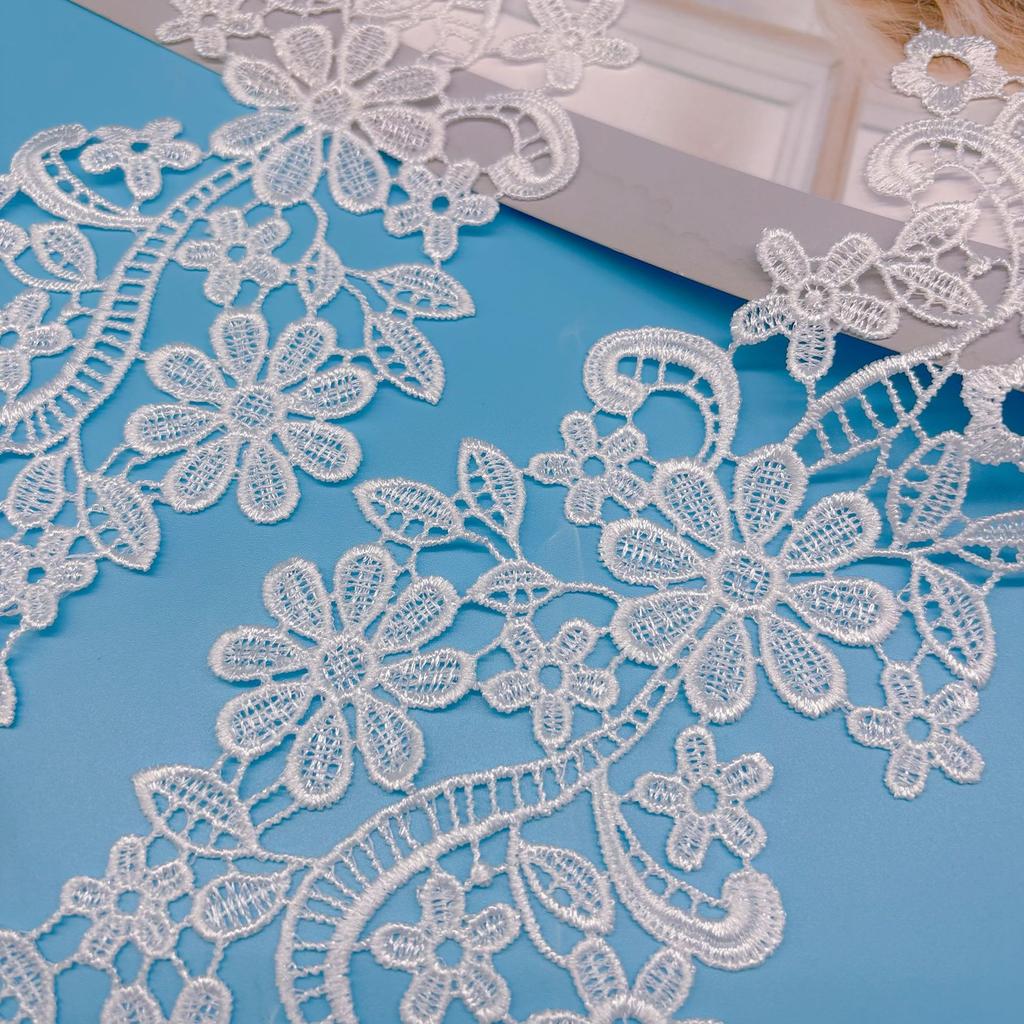 Water Soluble Lace Pair Flower Polyester Light Embroidery Pair Flower Patch Hollow Cloth Sticker Flower Diy Clothing Accessories Black And White