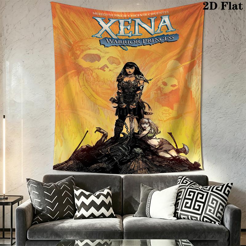 Xena Kriegerin Wandteppich Ästhetischer Wandbehang Bedruckter Stoffdecke Dekorative Wandteppiche für Schlafzimmer Wohnzimmer Heimdekoration