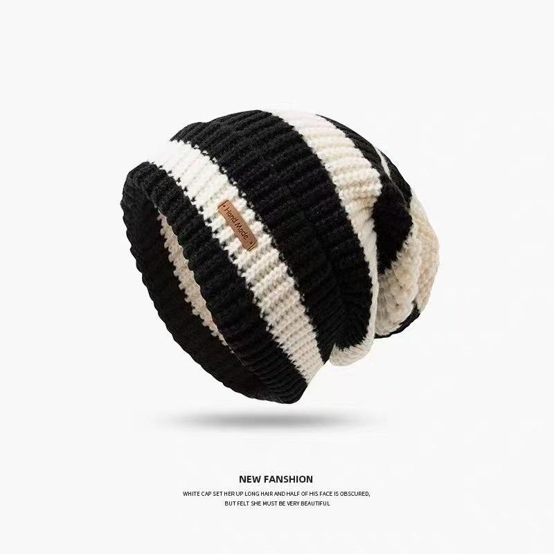 Hat winter men's and women's trendy brand knitted hat big head circumference wool hat autumn and winter warm pile hat new cold hat cotton hat