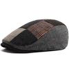 New Vintage Wool Patchwork Beret Men Autumn Winter Warm Newsboy Hat Fashion Flat Visor Cap Casual Retro Berets For Men's