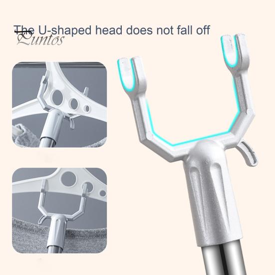 Collapsible Clothing Rack Clothes Pole Stainless Steel U-shaped Fork Retractable Telescoping Rod Hook for Hanging Garments Strong Load Capacity Hotels
