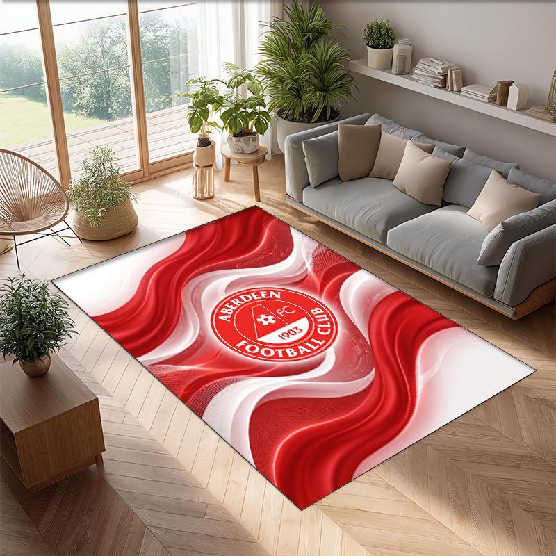 Aberdeen FC Soccer Football Pattern Soft Area Rug Non Slip Indoor Floor Carpet Sports Decor Mat for Bedroom