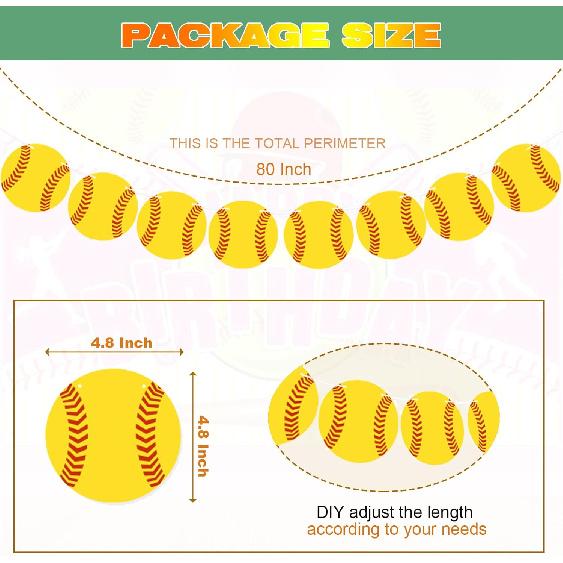 Softball Party Decoration,17pcs Softball Banner Paper Garland,Glove Balloons, Balloons,Bat Balloons for Sports Theme Supplies Gender Reveal Baby