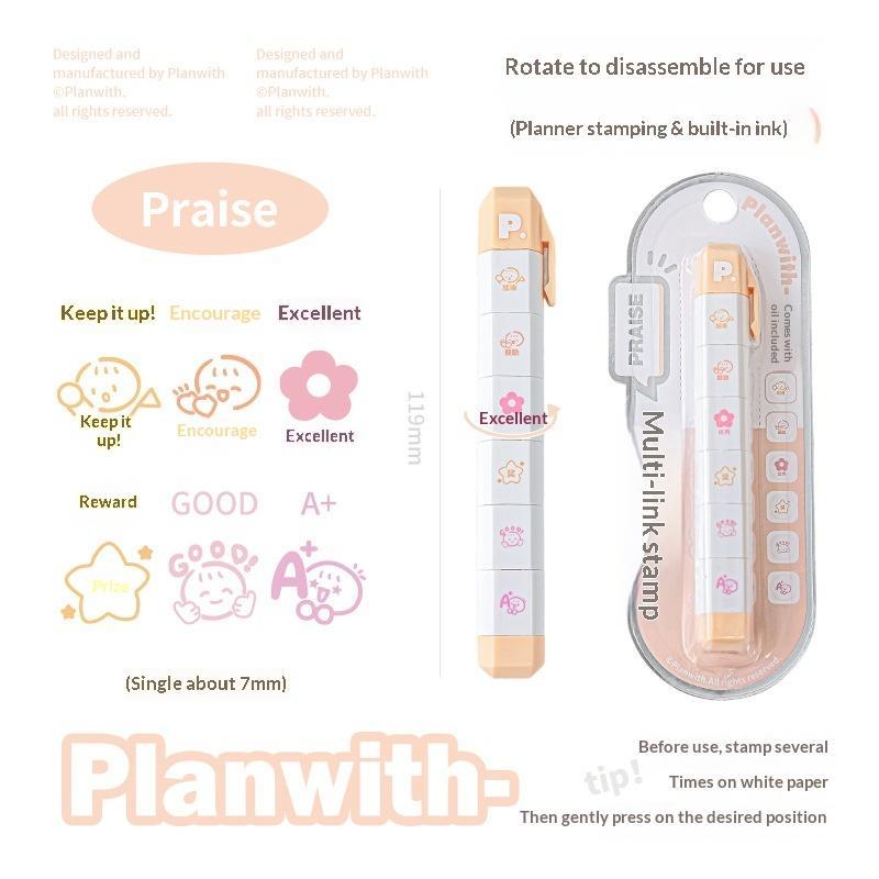 INS Aesthetic Kawaii Multilink Mood Stamp Cute Decorative Stamp for Journal Scrapbooking Travel Diary Decor