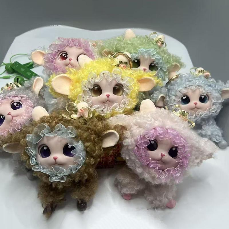 Cute Plush Curly Sheep Cartoon Keychain Bag Charm Decoration Birthday Gift For Girlfriend