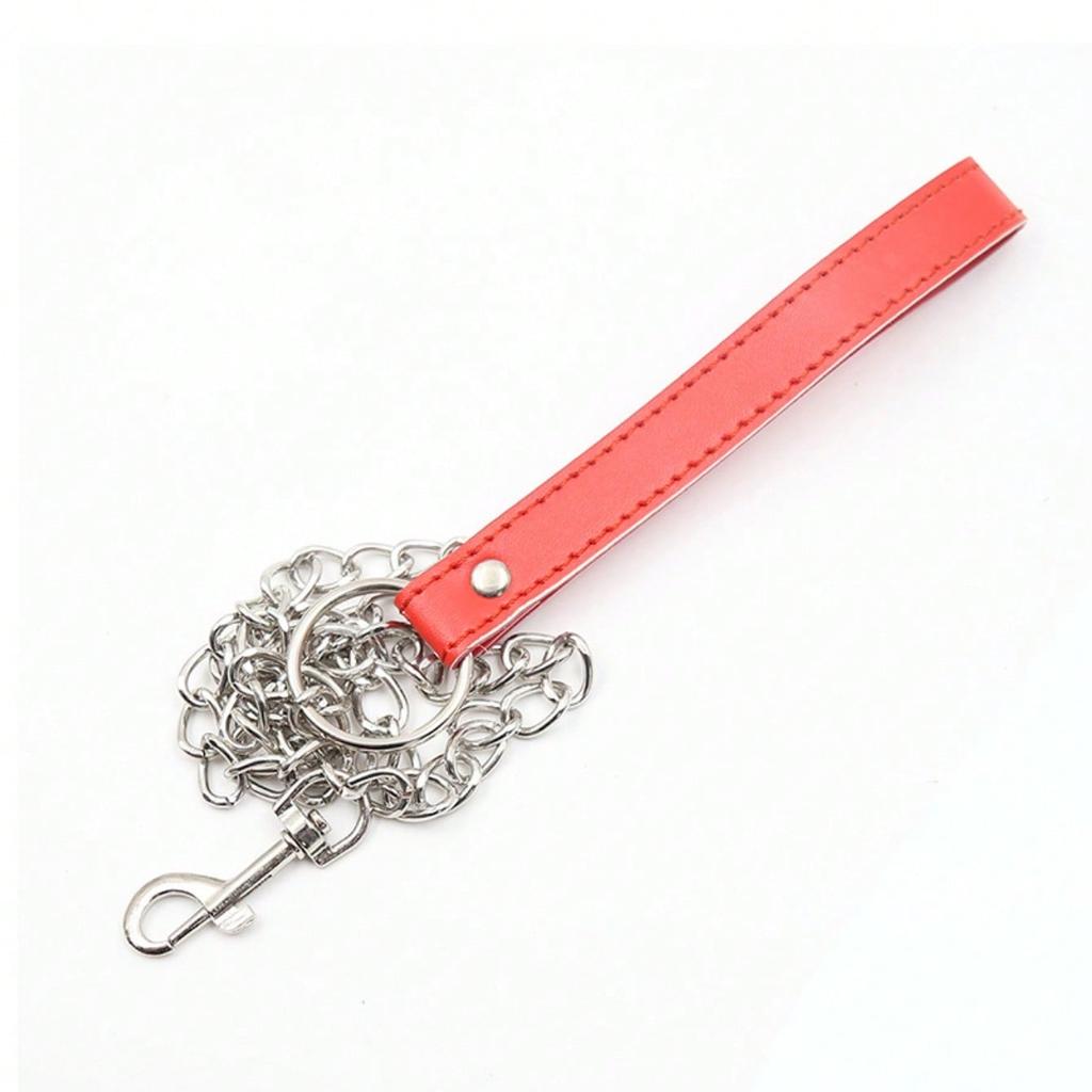 Couple flirting restraint sex toy with traction chain pink plush neck cover