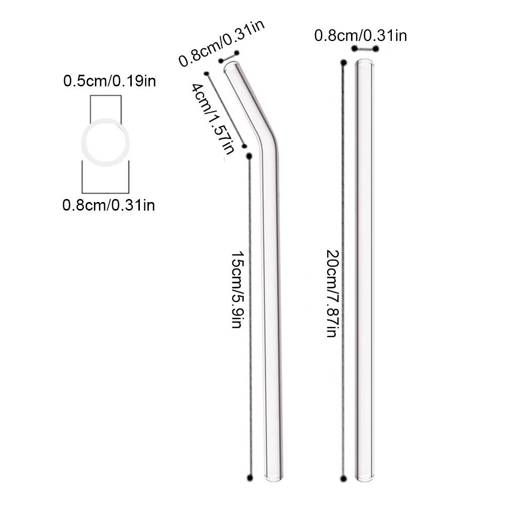 8mm High Borosilicate Glass Straw 3/5/10/11Pcs Reusable Eco Friendly Drinking Straws Set Bubble Tea Smoothies Bar Accessories
