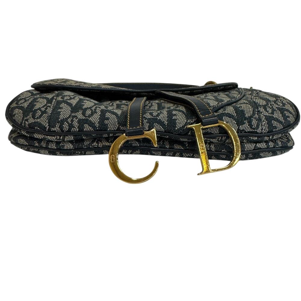 Dior Trotter Canvas Saddle Shoulder Bag Navy Canvas Used