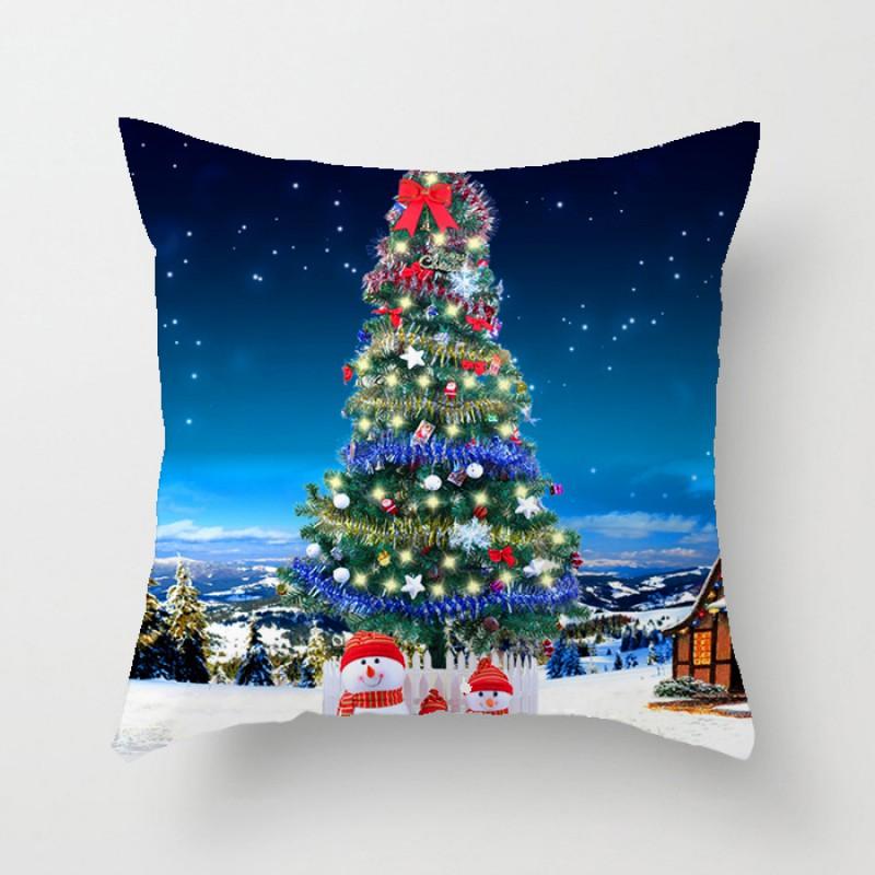 Christmas Cartoon Hand-Drawn Decorative Pillow Cover 45x45cm Living Room Car Holiday Home Decor