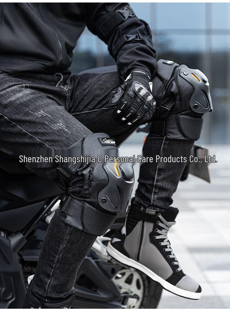 Men's Motorcycle Riding Protective Gear: Electric Hard Shell Knee & Elbow Pads for All-Season Outdoor Use.