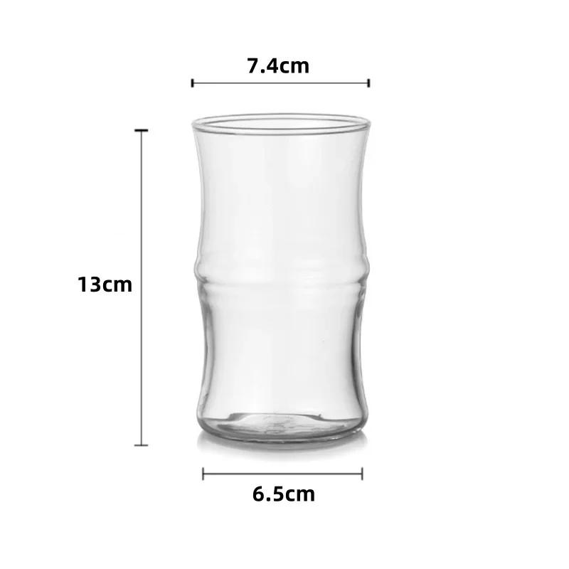 1PC 400MI Tazza di Vetro Trasparente con Nodo di Bambù Tazza da Caffè Resistente al Calore Tazza da Tè Tazze per Acqua Latte Succo di Frutta Estivo Tazza da Bere