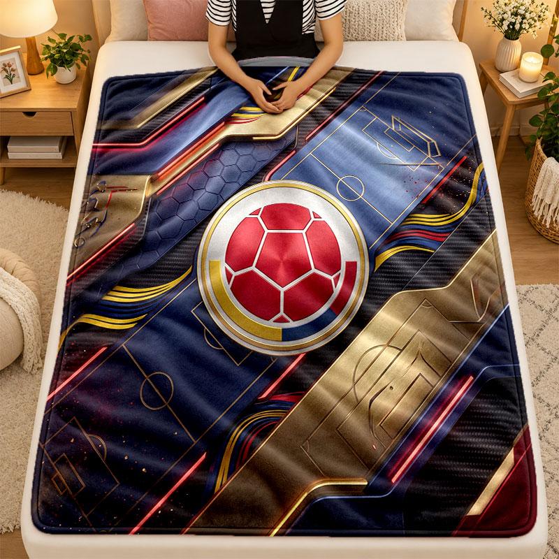 Flannel BlanketColombia Football Warm Soft Throw Blanket for Indoor Sofa Bed Living Room Use