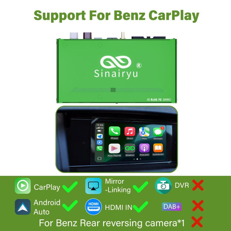 Sinairyu Wireless CarPlay Android Auto DAB DVR HDMI Compatible For Mercedez Benz C E GLK Class NTG 4.0 System