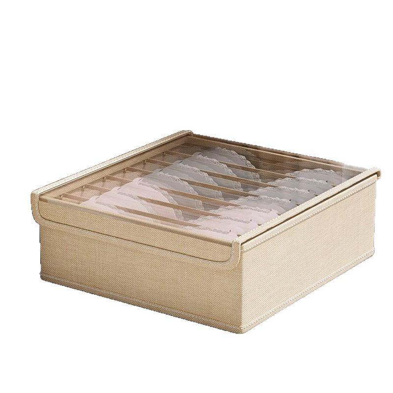 Clothing Organizer Box Drawer Or Closet Storage - Oxford Fabric With 7/16/24 Compartments Lid Cover Japanese Style