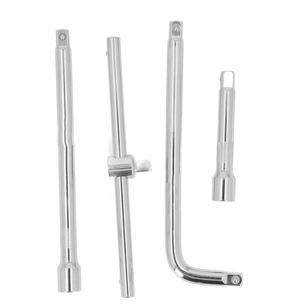 4PCS Set Drive Socket Extension Bar Chrome Vanadium Steel Sliding Bar T Handle Wrench for