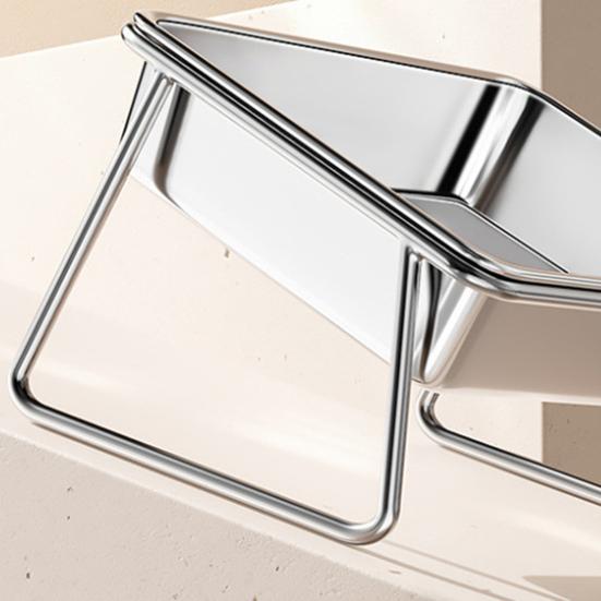 304 Stainless Steel Dog Basin 25cm Extra-Large Feeding Mouth 15-Degree Tilt Design Dog Dish with Dustproof Cover