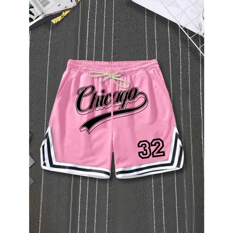 European and American trendy printed sports casual striped shorts