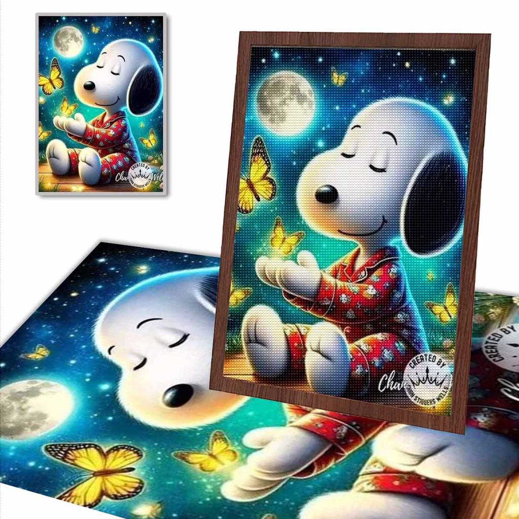 5D DIY Diamond Art Painting Kits for Adults, Dreaming Puppy Full Round Crystal Diamond Kits for Beginner for Home Wall Decorate