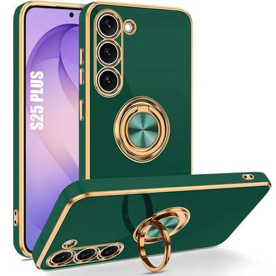Funda para Samsung Galaxy S26 Plus, Protección de Silicona Verde Noche Anti-Rayaduras con Anillo Giratorio