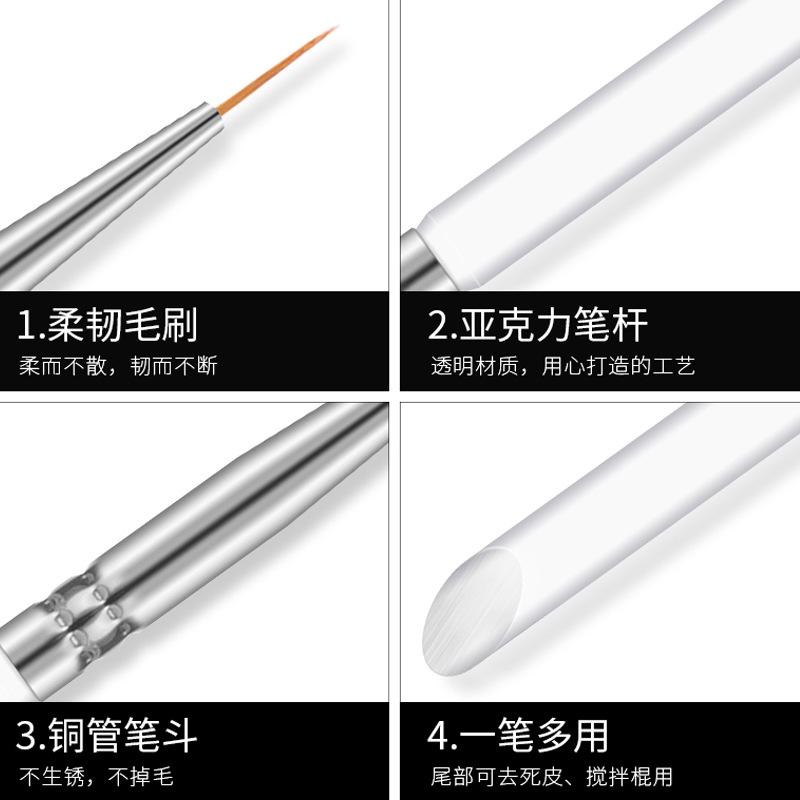 Conjunto de design de arte de unha 3 peças, pintura pontilhada, desenho, pincel, caneta, arte de unha, cristal transparente, haste, caneta