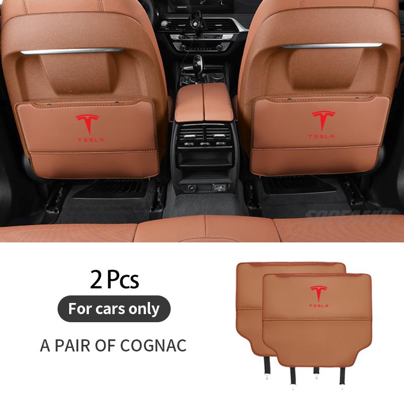 Tesla Model 3 Model Y Model S Model X Car Seat Back Storage Bag Organizer Seat Rear Anti-wear Backrest Protection Anti-kick Pad