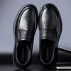 2025 Spring Leather Shoes Middle-aged Male Father Pedals Loafers British Style Leather Casual Leather Shoes Black Non-slip