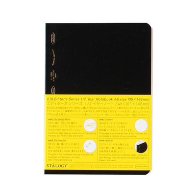 Nitoms STALOGY A6 Grid Notebook, 1/2 Year, Black S4115 - Perfect for Organized Planning